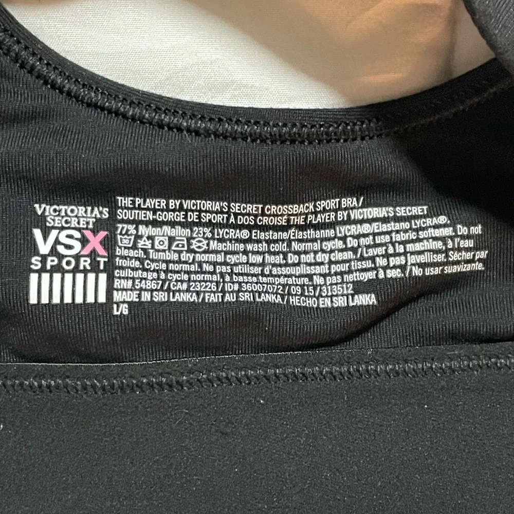 Victoria’s Secret VSX “The Player” Performance Sport Bra Black Crossback L - Picture 6 of 9